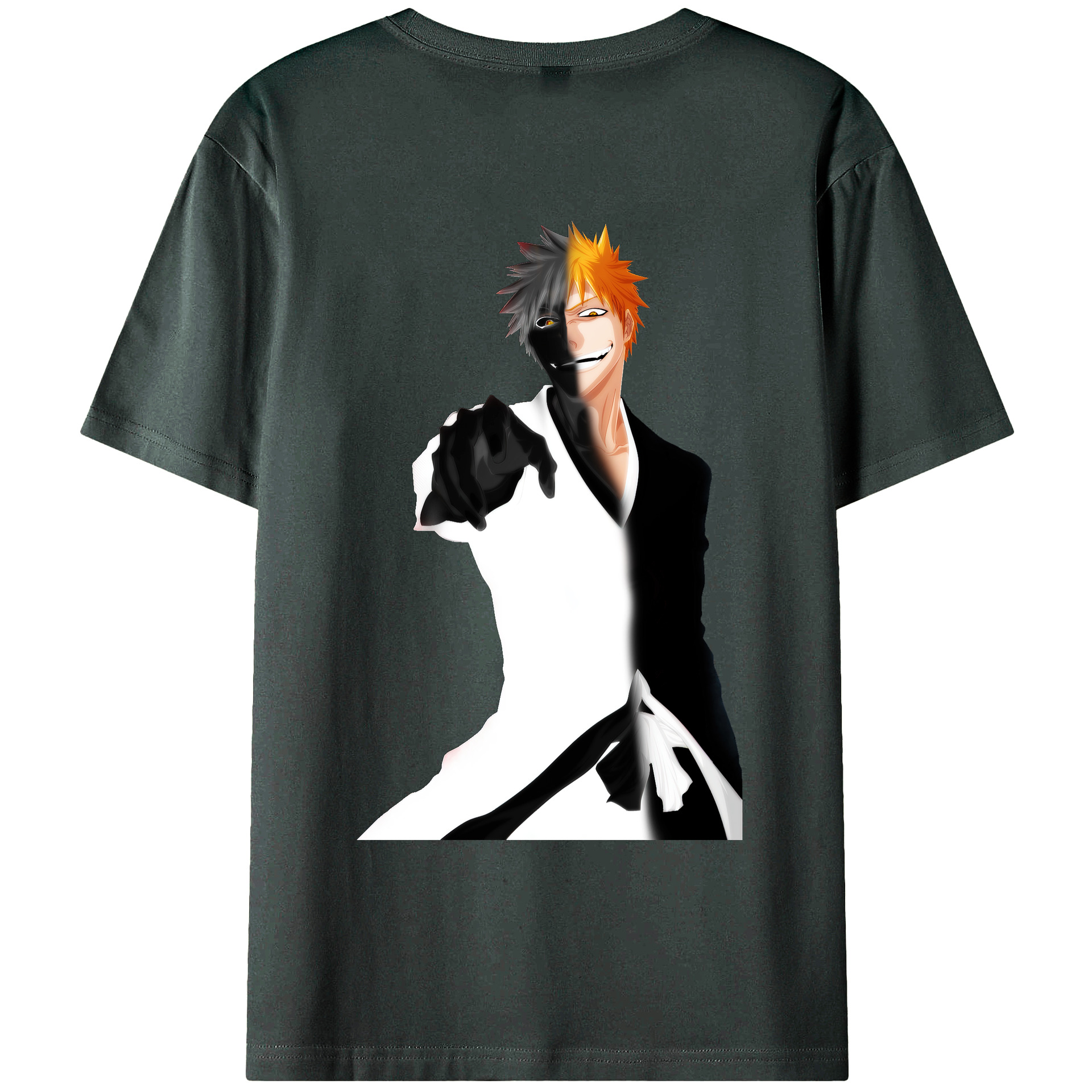 （画像用） ブリーチ 黒崎一護（くろさき いちご）BLEACH Kurosaki Ichigo 綿100％ メンズ半袖Tシャツ（バックプリント） 通気性